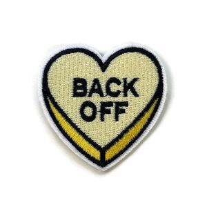 Back Off Yellow Heart Embroidered Patch